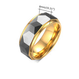 Tigrade 8mm Tungsten Carbide Ring Gold/Black Wedding Bands