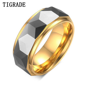 Tigrade 8mm Tungsten Carbide Ring Gold/Black Wedding Bands