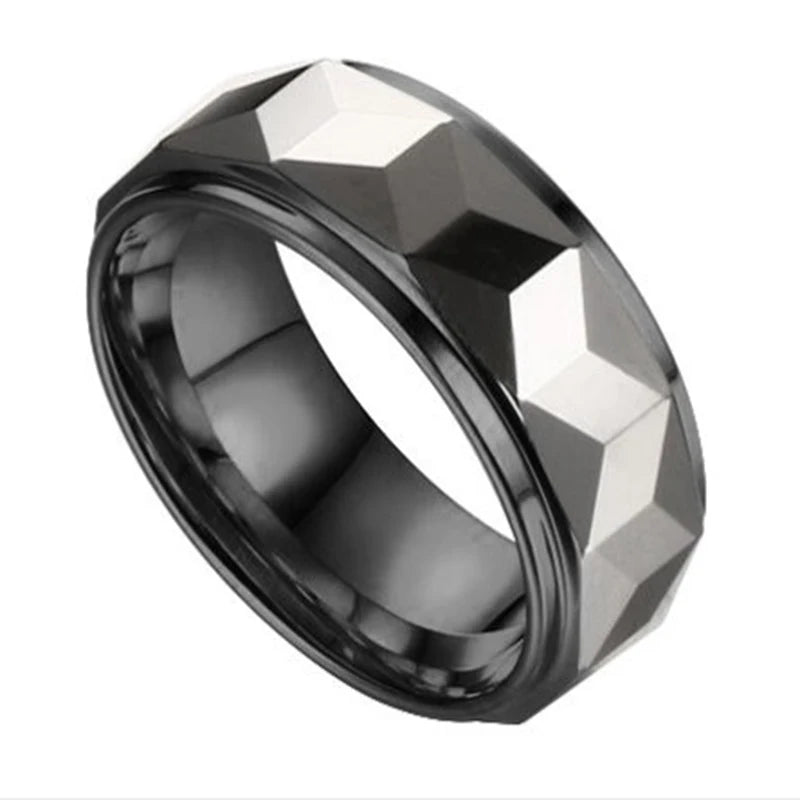 Tigrade 8mm Tungsten Carbide Ring Gold/Black Wedding Bands