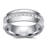 8mm Tungsten Wedding Band CZ Eternity Ring Size 7-13