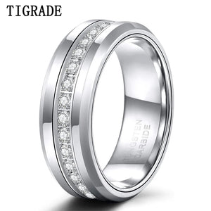8mm Tungsten Wedding Band CZ Eternity Ring Size 7-13