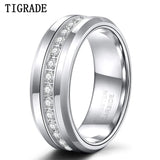 8mm Tungsten Wedding Band CZ Eternity Ring Size 7-13