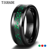 Tigrade 8mm Tungsten Ring Celtic Dragon Inlay Red/Green Mens Wedding Bands