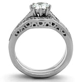 Tigrade CZ Women's Stainless Steel Ring Set Wedding Band Engagement Rings