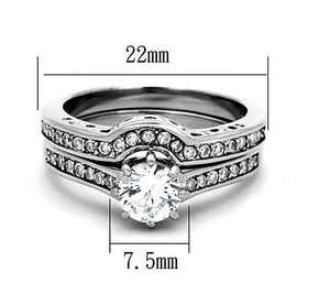 Tigrade CZ Women's Stainless Steel Ring Set Wedding Band Engagement Rings