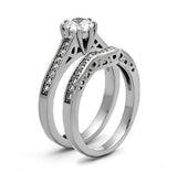 Tigrade CZ Women's Stainless Steel Ring Set Wedding Band Engagement Rings