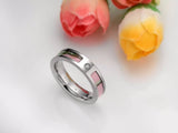 Tigrade Pink Camo CZ Ring Set Titanium Wedding Band Engagement Couple Rings