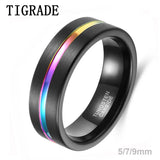 Tigrade Man Ring 5/7/9mm Tungsten Carbide Rings Colorful Line Wedding Bands