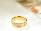 Tigrade 8mm 18k Plated Steel Hammered Ring CZ Wedding Band