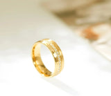 Tigrade 8mm 18k Plated Steel Hammered Ring CZ Wedding Band