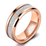 Tigrade 8mm Tungsten Wedding Rings Rose Silver Matte Band Size 7-13