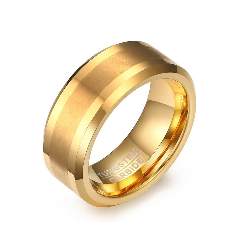 Tigrade Tungsten Carbide Ring Beveled Edges Polished Matte Comfort Fit