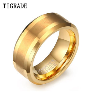 Tigrade Tungsten Carbide Ring Beveled Edges Polished Matte Comfort Fit