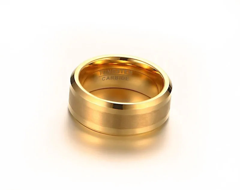 Tigrade Tungsten Carbide Ring Beveled Edges Polished Matte Comfort Fit