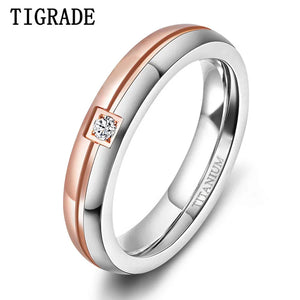 Tigrade Titanium Rings for Women 4mm Engagement Bands CZ Inlaid Size 5-12