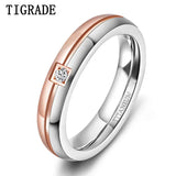 Tigrade Titanium Rings for Women 4mm Engagement Bands CZ Inlaid Size 5-12