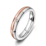 Tigrade Titanium Rings for Women 4mm Engagement Bands CZ Inlaid Size 5-12