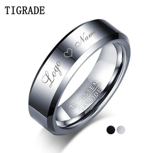 Tigrade Tungsten Ring Polished Engraved Wedding Band Gift