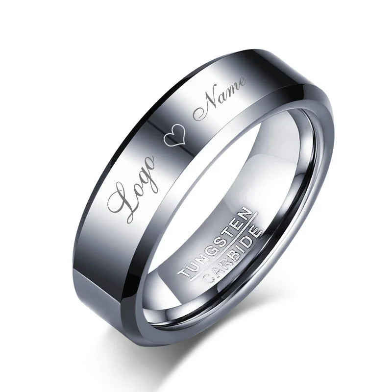 Tigrade Tungsten Ring Polished Engraved Wedding Band Gift