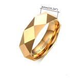 Tigrade 6mm Tungsten Carbide Ring Rhombic Gold Silver Rose Wedding Bands