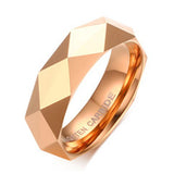 Tigrade 6mm Tungsten Carbide Ring Rhombic Gold Silver Rose Wedding Bands