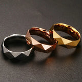 Tigrade 6mm Tungsten Carbide Ring Rhombic Gold Silver Rose Wedding Bands