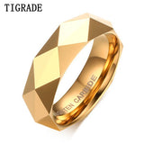 Tigrade 6mm Tungsten Carbide Ring Rhombic Gold Silver Rose Wedding Bands
