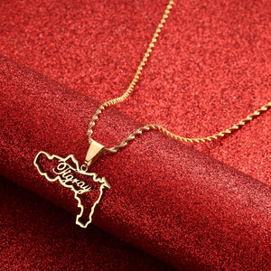 Tigray Region Map Flag of Ethiopia Pendant Necklace