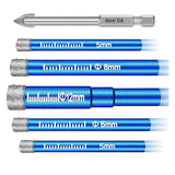 6-Piece Diamond Tile Drill Set, 5-12mm Bits for Ceramic Granite Porcelain