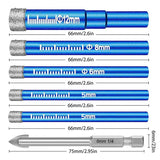 6-Piece Diamond Tile Drill Set, 5-12mm Bits for Ceramic Granite Porcelain