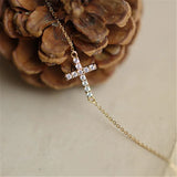 Zircon Cross 925 Silver Thin Bracelet 14K Plated