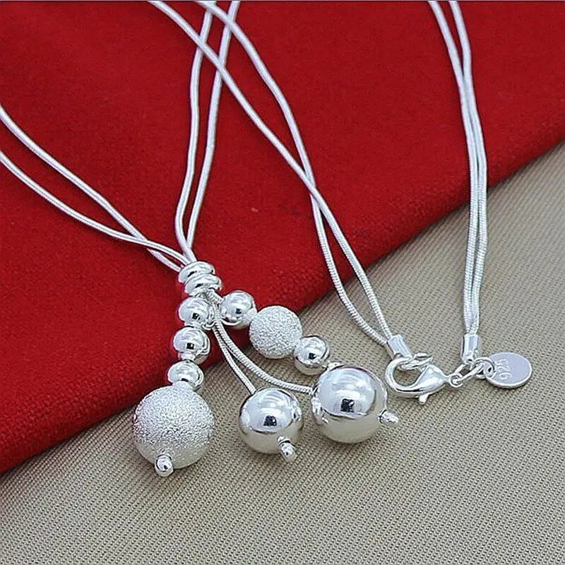 925 Silver Ball Necklace Snake Chain Elegant Design