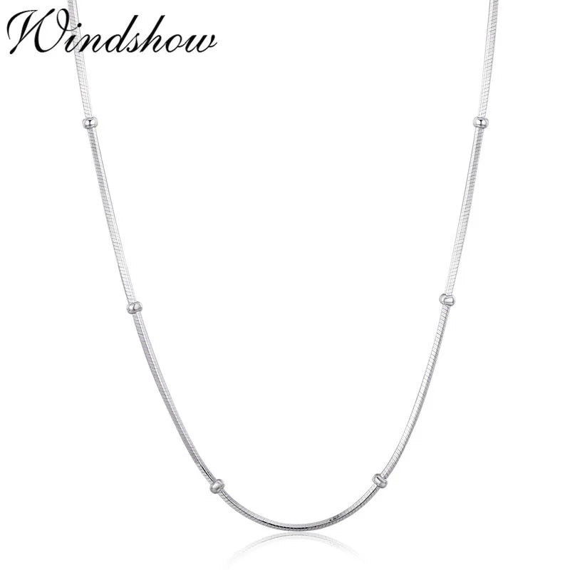 925 Sterling Silver Snake Chain Choker Necklace Women Girls Jewelry