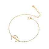 925 Silver Chain Moon Star Zircon Cuff Bracelet Women Gift
