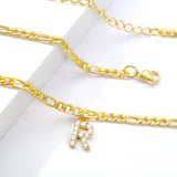 Tiny A-Z Initial Anklets Women Stainless Steel Alphabet Cuban Link