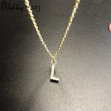 Tiny Letter Necklace Zircon Stainless Steel 26 Alphabet Choker Pendant