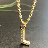 Tiny Letter Necklace Zircon Stainless Steel 26 Alphabet Choker Pendant
