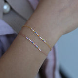 925 Sterling Silver Rainbow CZ Charm Bracelet