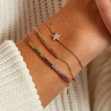 925 Sterling Silver Rainbow CZ Charm Bracelet