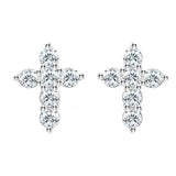 Tiny Cross Stud Earrings S925 Silver Zircon Ear Studs 14K Filled