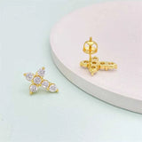 Tiny Cross Stud Earrings S925 Silver Zircon Ear Studs 14K Filled