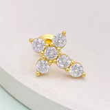 Tiny Cross Stud Earrings S925 Silver Zircon Ear Studs 14K Filled