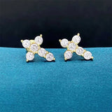 Tiny Cross Stud Earrings S925 Silver Zircon Ear Studs 14K Filled