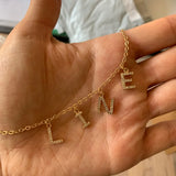 Dainty Name Necklace Initial Letter Choker Zircon Jewelry 14inch