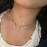 Dainty Name Necklace Initial Letter Choker Zircon Jewelry 14inch