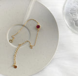 925 Silver Ruby Gemstone Bracelet 18K Yellow Chain Girls Wedding Wristband