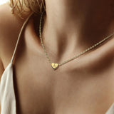 Tiny Heart Initial Letter Name Choker Necklace Stainless Steel A-Z Alphabet