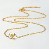 Tiny Heart Initial Letter Name Choker Necklace Stainless Steel A-Z Alphabet