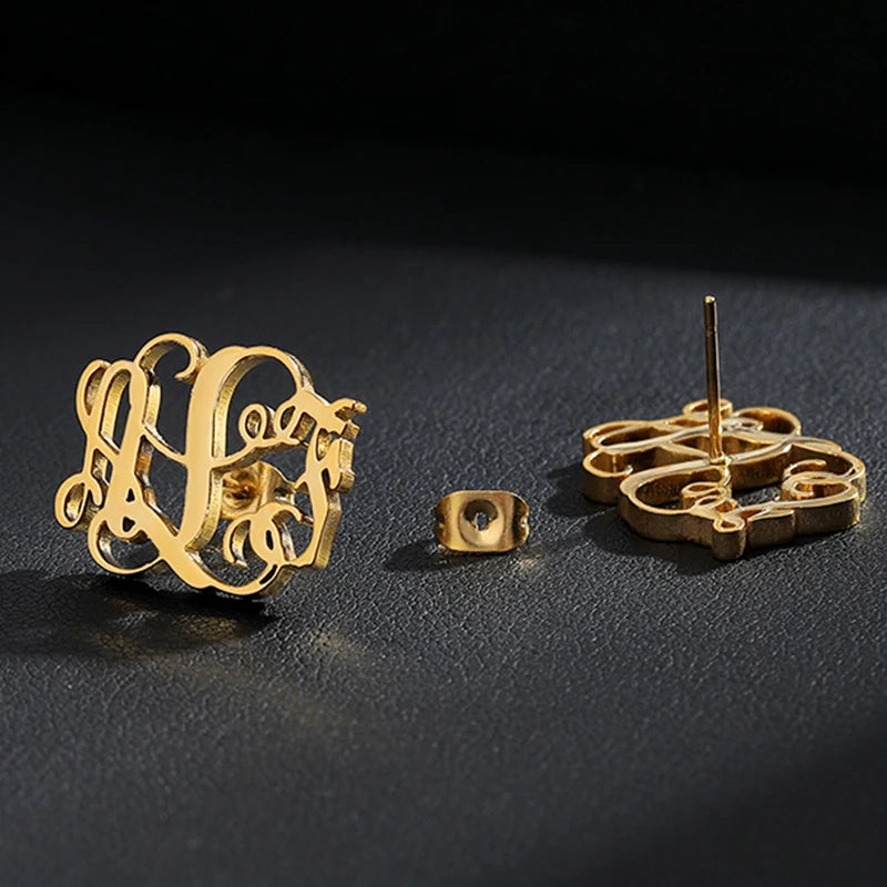 Tiny Initial Letter Name Stud Earrings A-Z Alphabet Stud Earings couple Gift