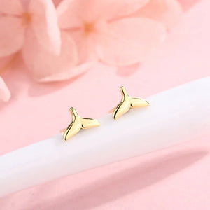 925 Silver Mermaid Tail Whale Stud Earrings for Women Girls